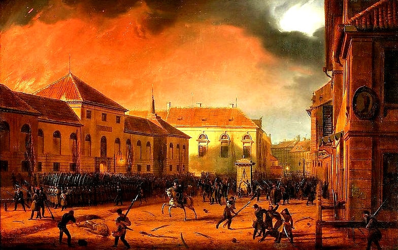 obraz marcina Zaleskiego przedstawiający zdobycie Arsenału w Warszawie przez powskańców w nocy 29 listopada 1830